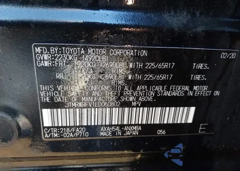 2020 Toyota Rav4 Hybrid Xle z USA, uszkodzony, nr VIN JTMRWRFV1LD060802